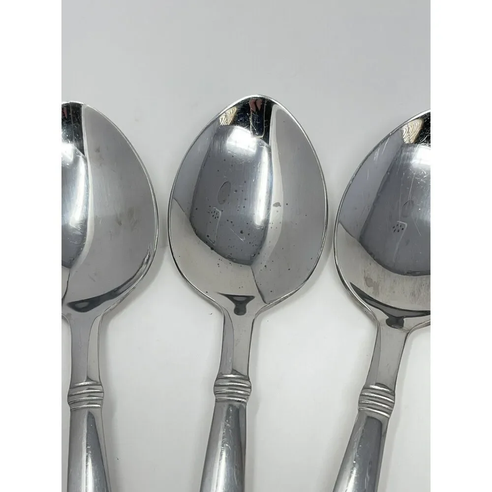 Wallace NAPOLI Glossy Dinner Place Soup Spoons 7” Stainless Flatware Set Of 7